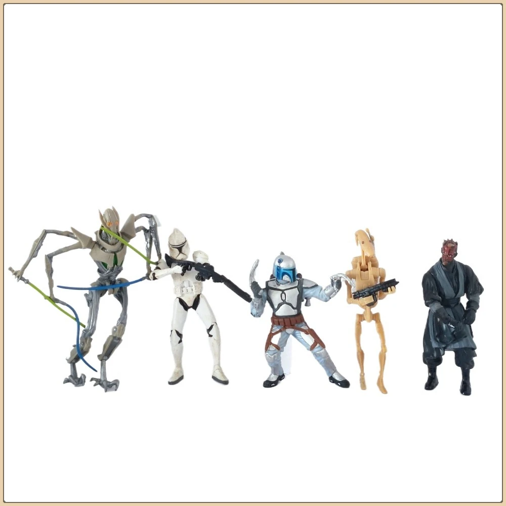 

Лот «Звездные войны» Джанго Фетт Дарт Мэль, жирная боевая дроида, клонированный солдат, 3,75 дюйма, свободная статуя, фигурка