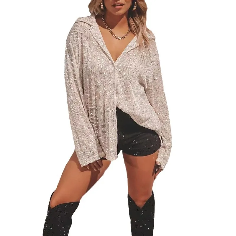 

Женские модные длинные атласные лацканы с блестками, повседневные, irt Ele, блестящие атласные, обычные, тонкие, весна 2025 г.