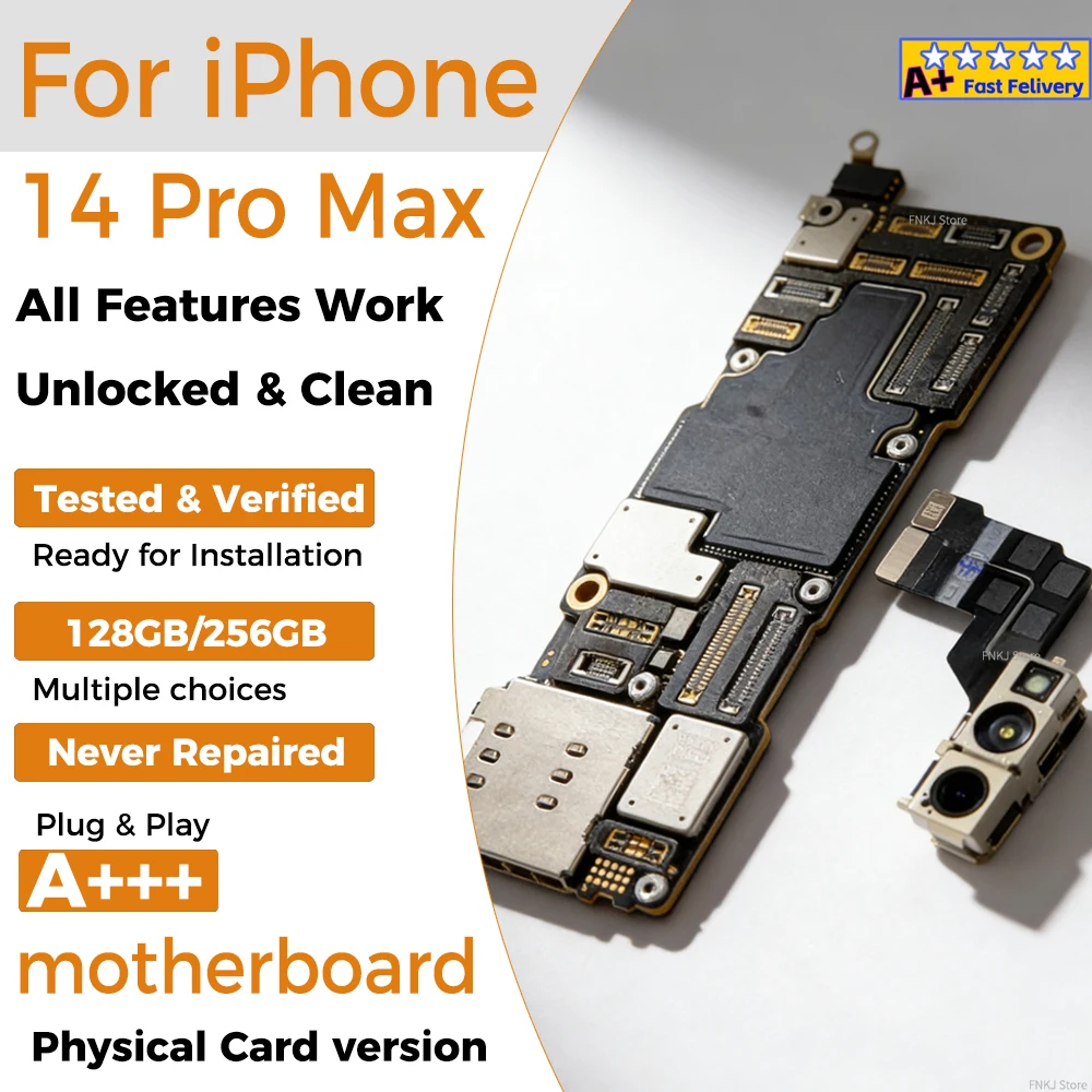 Crazy Cow Fully Tested Mainboard For iPhone 14 Pro Max Unlocked Motherboard With Face ID 128GB Cleaned ICloud Support IOS Update