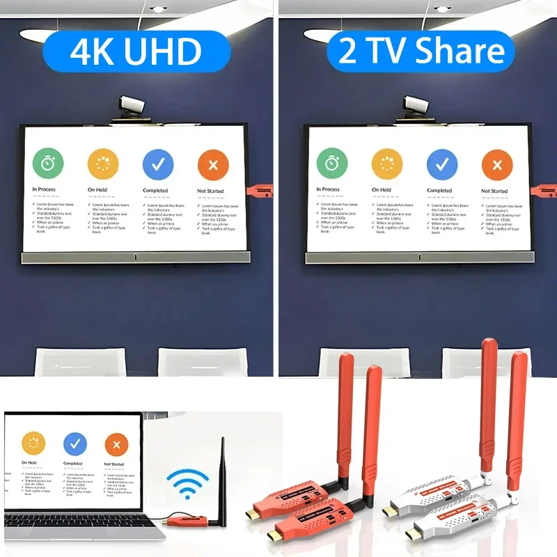 Adaptador De Receptor De Transmissor De Vídeo Sem Fio, Extensor HDMI para Câmera, Laptop, PC, TV Box, Monitor De Projetor, 50m, 100m, 150m, 4K