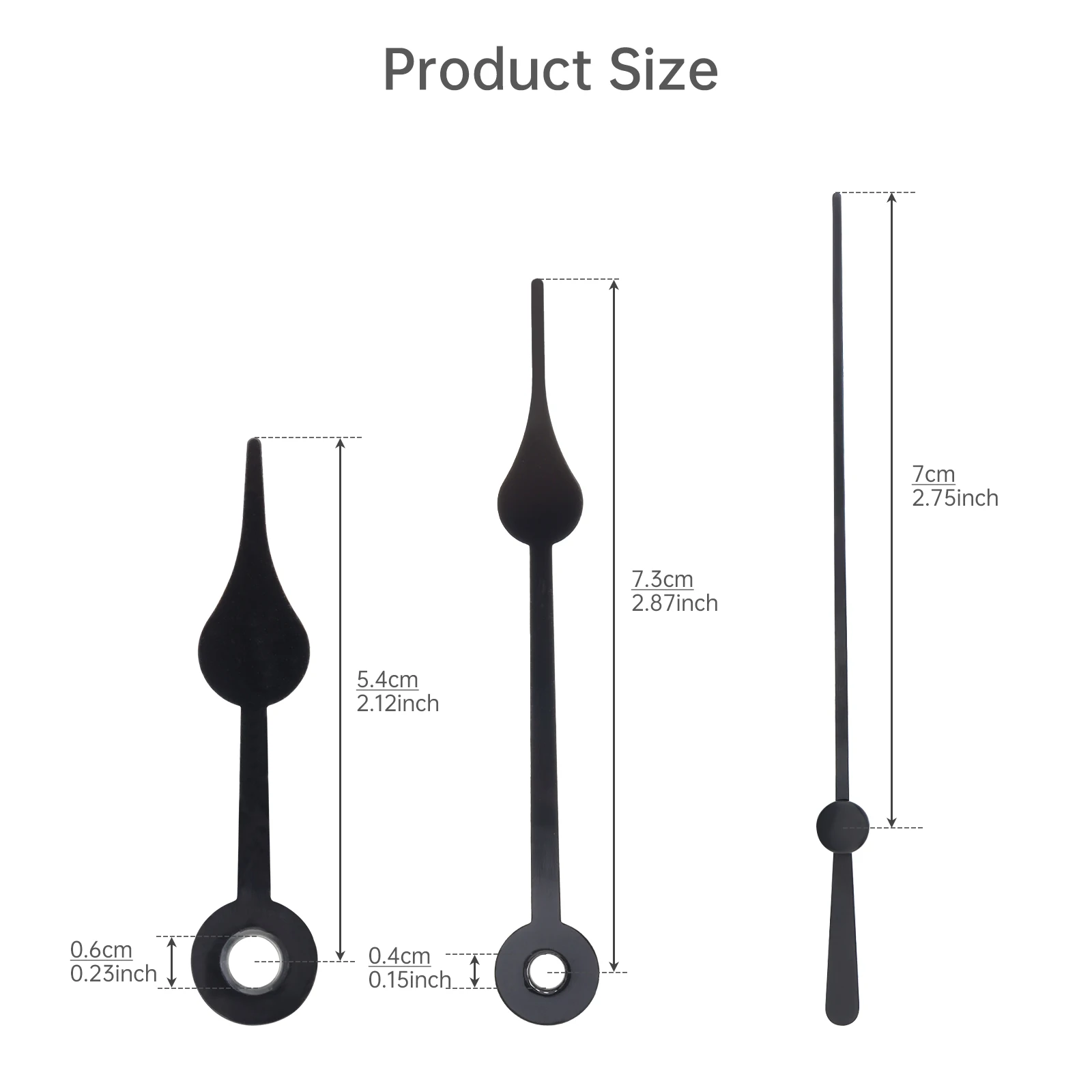 10 Pack Aluminum Black Replacement Clock Hands Kit for Wall Clock Repair, Clock Hands Parts