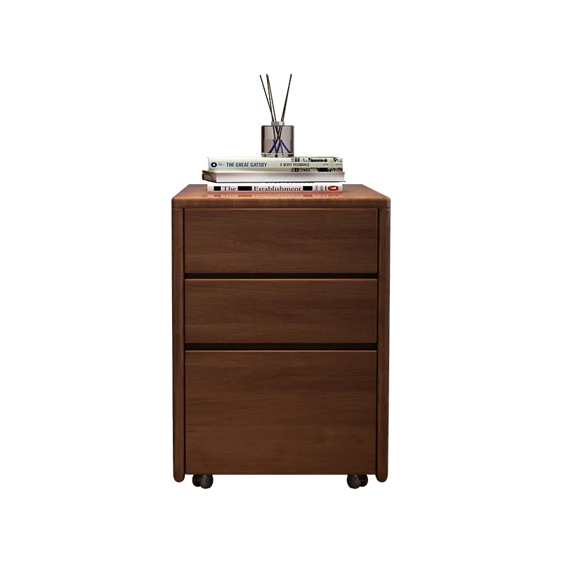 Solid Wood Bedside Table Modern Minimalist Three Drawer Cabinet Storage Cabinet Small Apartment Bedroom Movable Bedside Cabinet