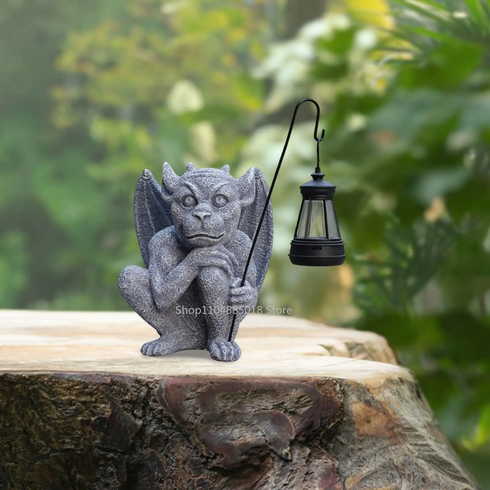 

Garden Gargoyle Statue Sculpture with Solar Light Outdoor Decor Gothic Scary
