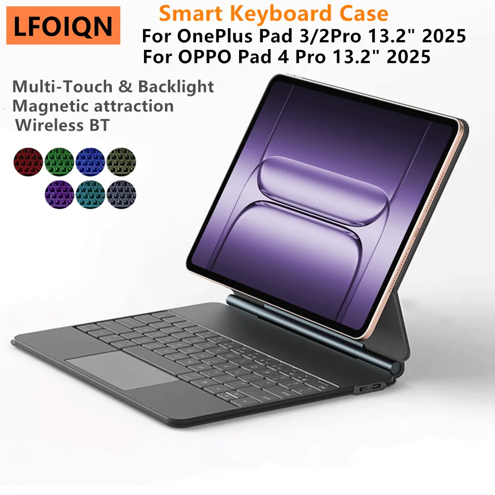 LFOIQN Magic Keyboard For OnePlus Pad 3 13.2 Inch Smart Case Multi-Touch TrackPad Cover for OPPO Pad 4 Pad4 Pro 13.2 Tablet Case