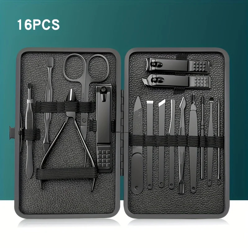 7/10/12/18/20/24pcs Set profession elle Maniküre Set Kits Edelstahl Fingernagel Zehen nagel Clippers Set mit Leder tragbar – Detail 6