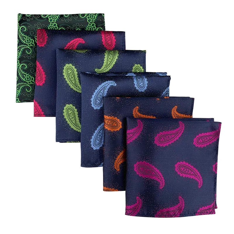 

25*25cm New Paisley Cashew Polyester Pocket Square for Groom Man Business Party Wedding Dress Suit Handkerchief