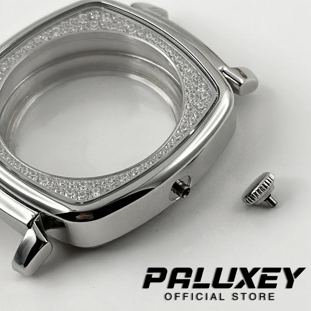 NH35 37.5Mm Casing Jam Tangan Kristal Safir Jam Tangan Mekanis NH38 Chronograph NH36 Casing Nautilus PP Bertatahkan Berlian Modifikasi