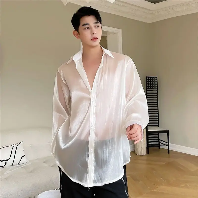 Fashion Lapel Button Loose Korean Solid Color Shirts Men\'s Clothing 2024 Summer New Oversized All-match Tops Casual Shirts