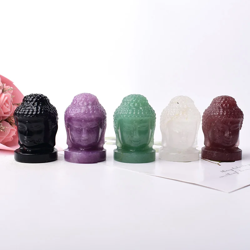 1PC Natural Crystal Stone Figure of Buddha Figurine Reiki Healing Stone Crafts Small Decoration Home Decor Present Souvenir