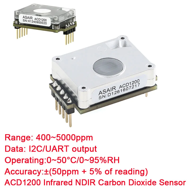 ACD1200 Infrared NDIR Carbon Dioxide Sensor Module High-Precision CO2 Concentration Detection 400~5000ppm IIC I2C/UART Output