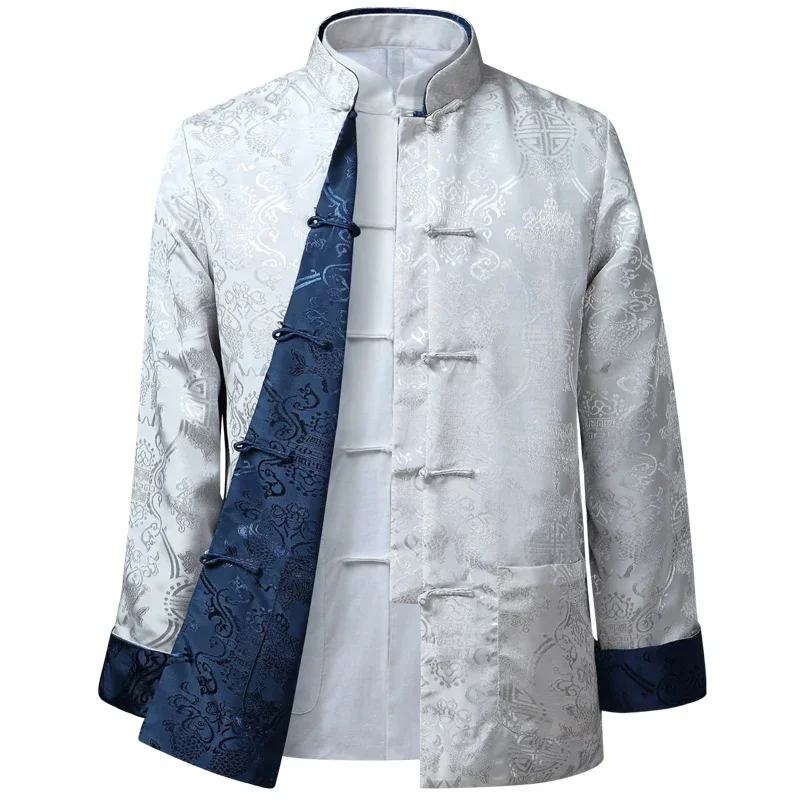 Roupa tradicional chinesa para homens, camisa de dragão chinês, casacos Kung Fu, terno Tang, jaquetas Hanfu, ano novo