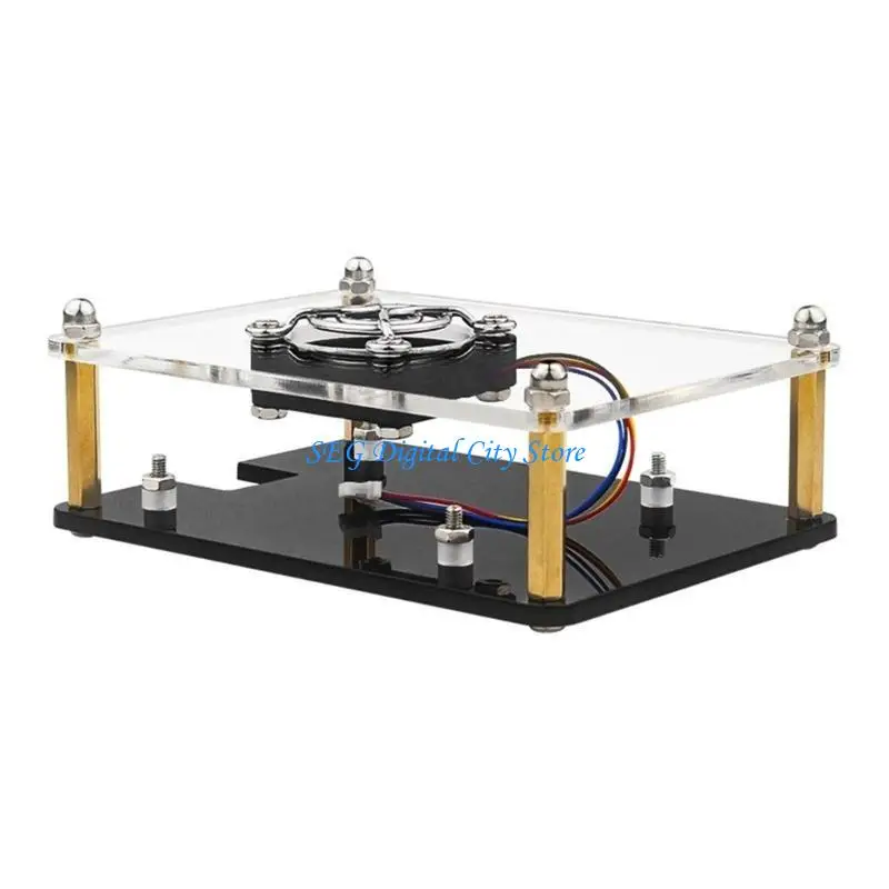 

U75B for RaspberryPi5 PC Clear Acrylic Case Clear Cover Box with Cooling Fan/ Fans
