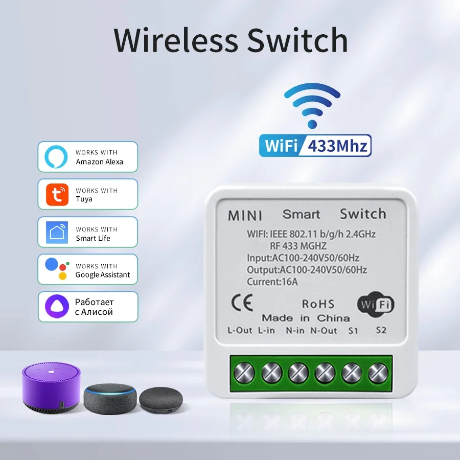 Wifi Smart Switch für Led-beleuchtung Tuya Smart Leben RF 433MHz Fernbedienung Sprachsteuerung Alexa Google Alice 1/2/3 Gang Drahtlose Schalter
