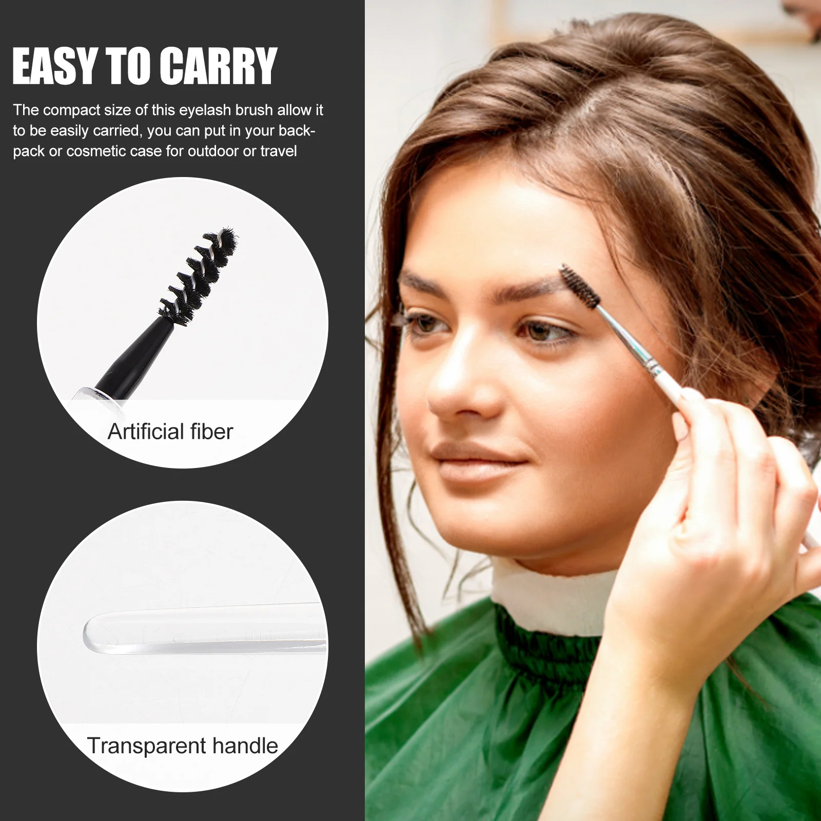 6 個まつげブラシプラスチック繊維コンパクト眉毛コームラッシュブラシ人間工学に基づいたメイクアップツールマスカラアプリケーター旅行