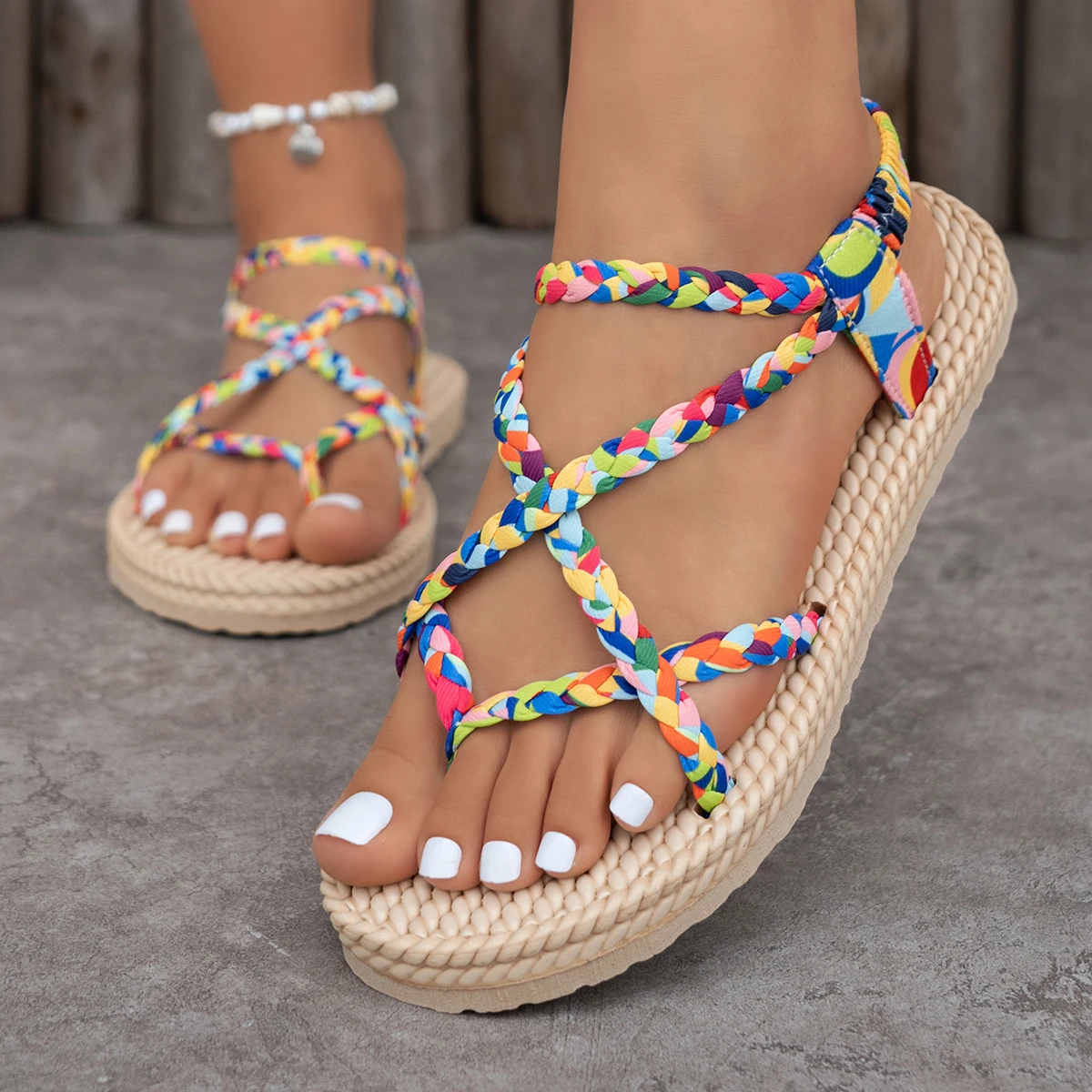 Thong Flat Sandal - 여성용 2026년 신상 탄성 밴드 디자인