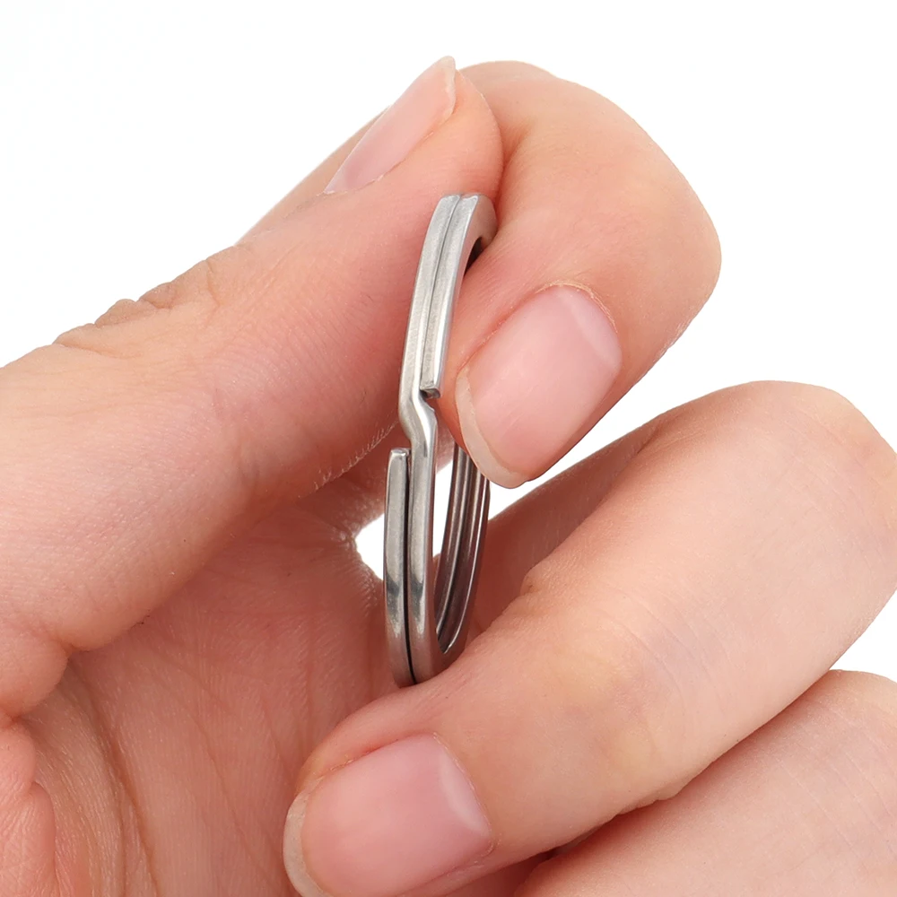 10 stücke Edelstahl Schlüssel ringe runde Schlüssel bund Schlüssel ring flache Schlüssel halter Split Ringe Schlüssel anhänger Zubehör für DIY Schmuck herstellung – Detail 5