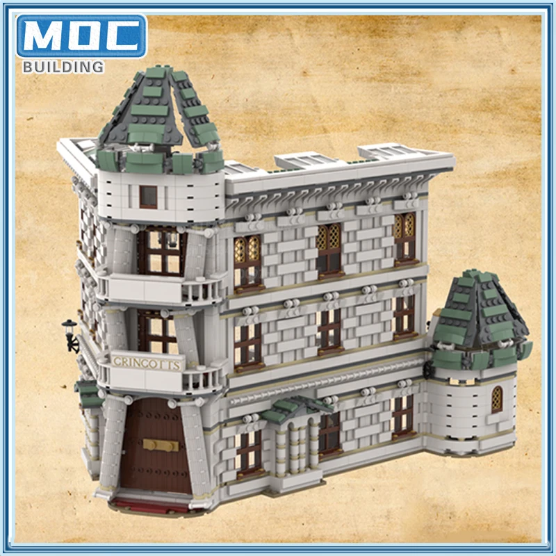 Movie Series Modular Blocks Diagon Alley Bank Model MOC City Street View Series Educational Toys Blocks Boy collections Gift