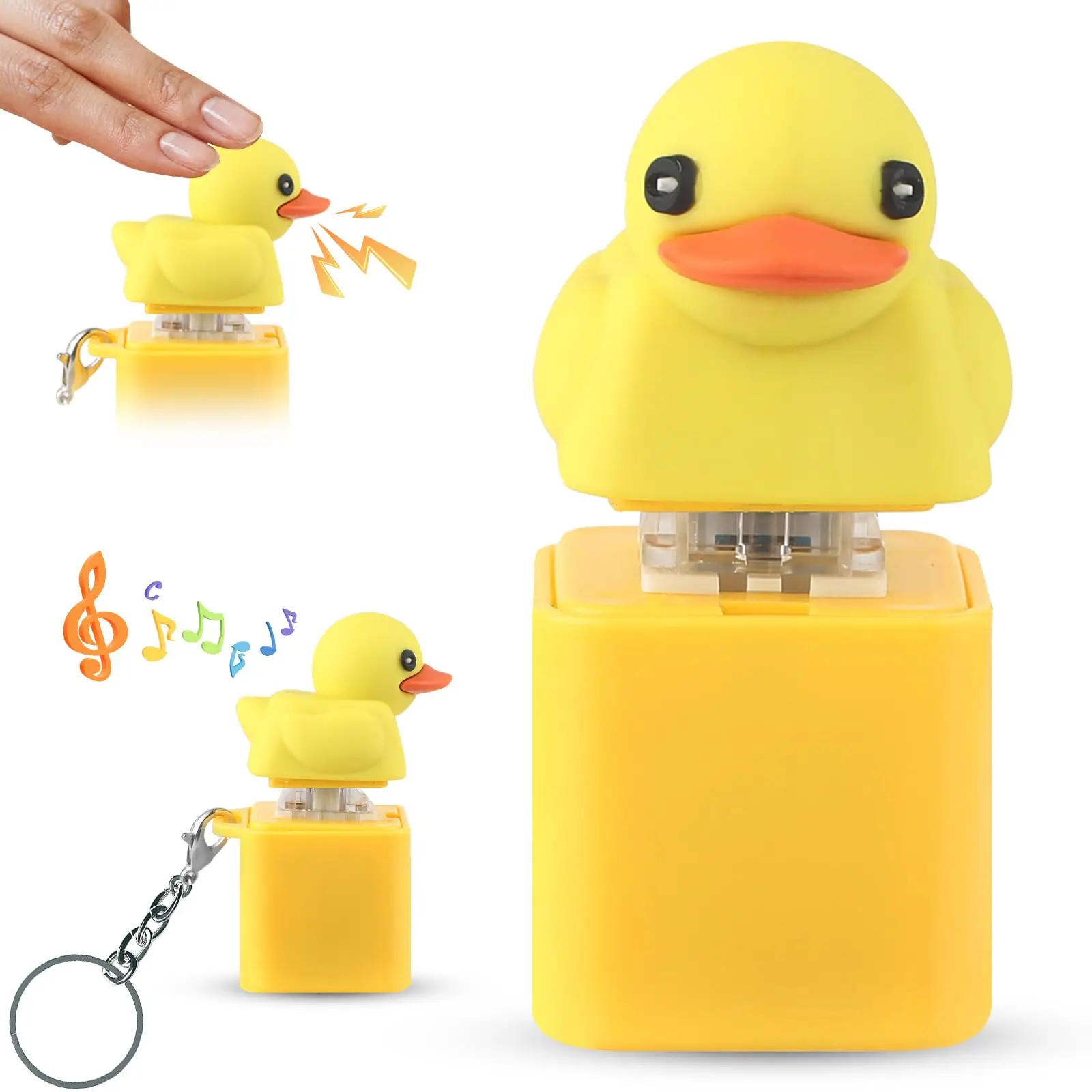 【セール中】アヒルの鳴き声キーホルダーおもちゃ - キーボードキーキャップフィジェット感覚ストレス緩和剤、ポータブルデスク装飾大人子供ギフト用