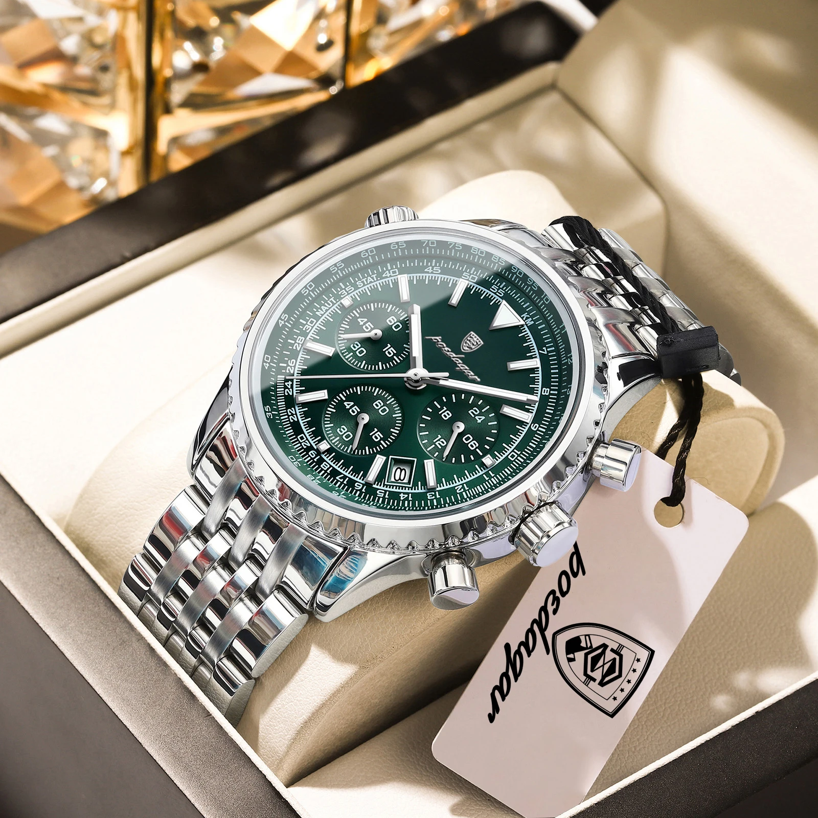 POEDAGAR Luxury Watches For Man Date Chronograph Stainless Steel Sport Men Watch Waterproof Luminous Quartz Military Men's Watch
