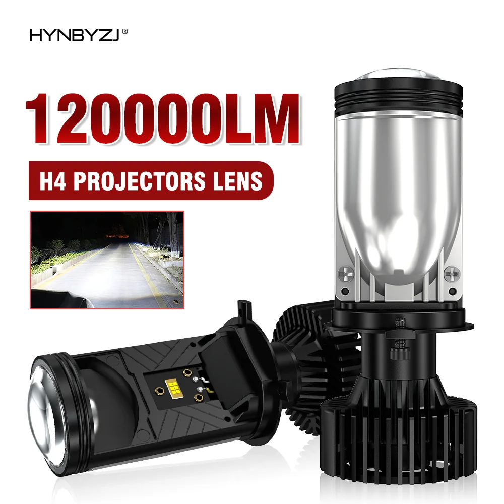 

HYNBYZJ Turbo Fan H4 LED Headlights Car H4 Mini Projector Lens Super Bright 120000LM High Low Beam Car Motorcycle LED Lamp Auto