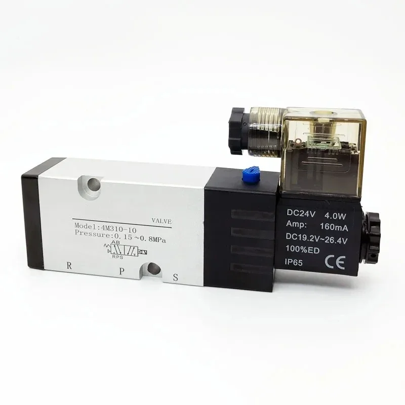 1PCS 4M210-08 4M310-10 4M410-15 Pneumatic Electric Solenoid Valve 2 Position 3 Port Five Way Control Air Valve Electromagnetic.