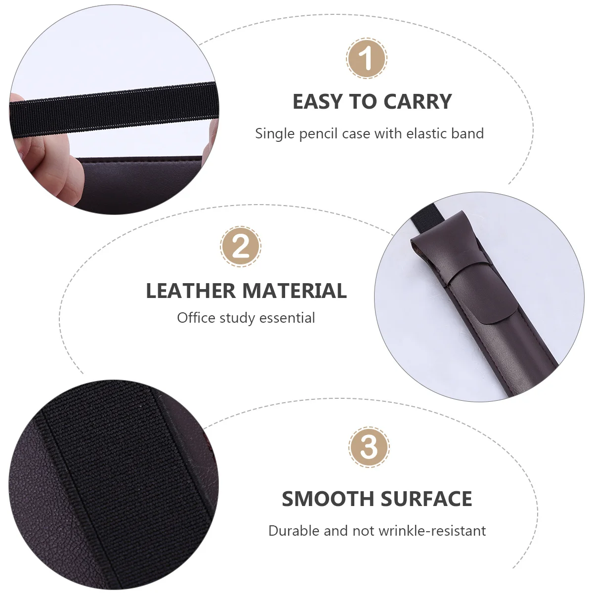 

Chocolate PU Stylus Pen Bag Practical Design Lightweight Compact Easy Storage Carry Gift for Friends Family