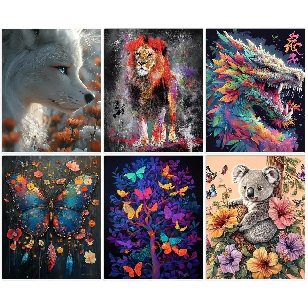 1pc frameless Diy Painting By Numbers Animals Coloring Drawing On Canvas Hand Paint Kits Numbers Painting Artwork Home Decor