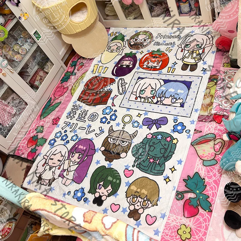 

Frieren: Beyond Journey's End Fern Stark Himmel Anime Flannel Nap Blanket Air Conditioning Blankets Kawaii Cosplay Gifts Mascot