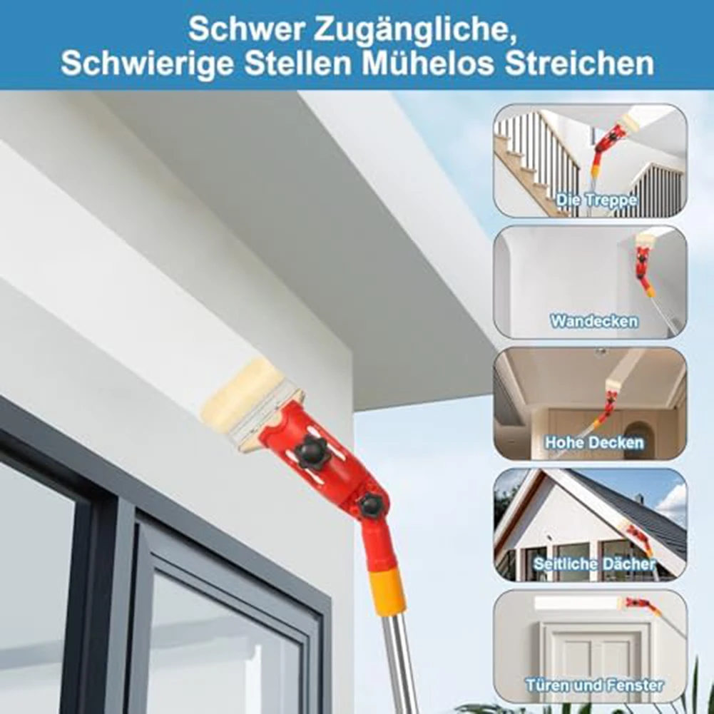 فرشاة عالية الوصول متعددة الزوايا قضيب اللوحة تحسين المنزل 1.2 متر قبضة مريحة دهان داي ملحق أداة سهلة التغيير #2
