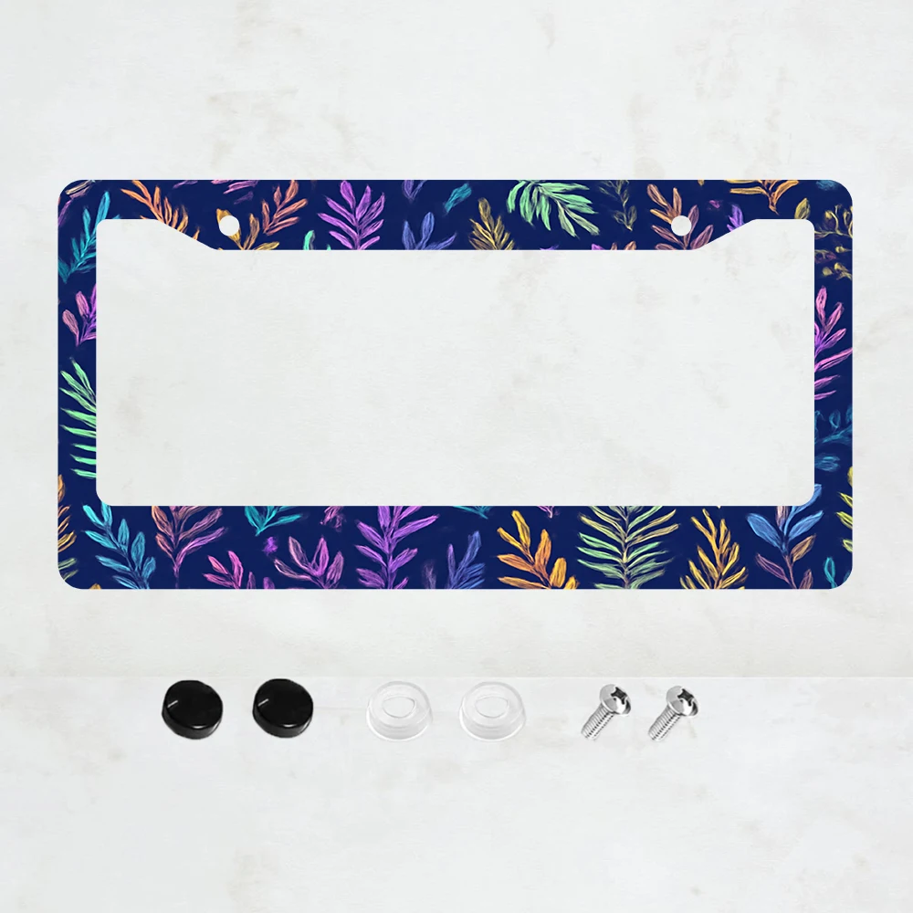 

1 шт. рамка для номерного знака с 2 отверстиями, разноцветная, с принтом в виде листьев, американский стандартный размер, алюминиевая, 6x12 дюймов, с винтами.