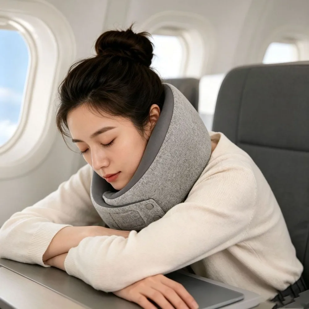 Ergonomic U-Shaped Neck Pillow Adjustable Cervical Support Travel Portable Neck Pillow Lightweight Slow Rebound Technology