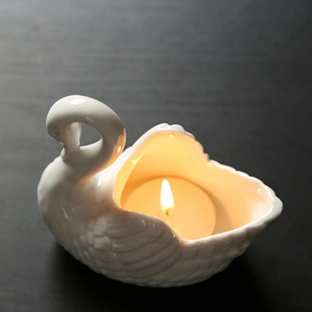 Adorno de cisne multiusos, elegante portavelas de cisne, adorno de cerámica multiusos para plantas hidropónicas, suculentas de escritorio