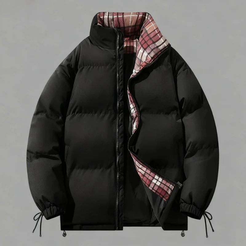 

2025 Stand Up Collar Double-sided Men's Cotton Jacket for Autumn and Winter Casual Men's Thick Cotton Jacket Bread Jacket