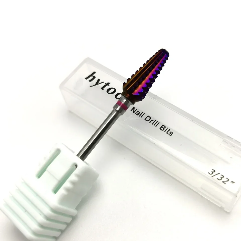 HYTOOS Punte da trapano per unghie in metallo duro viola 3/32 "Frese per punte in metallo duro Tornado per manicure Pedicure Unghie Accessori Strumenti