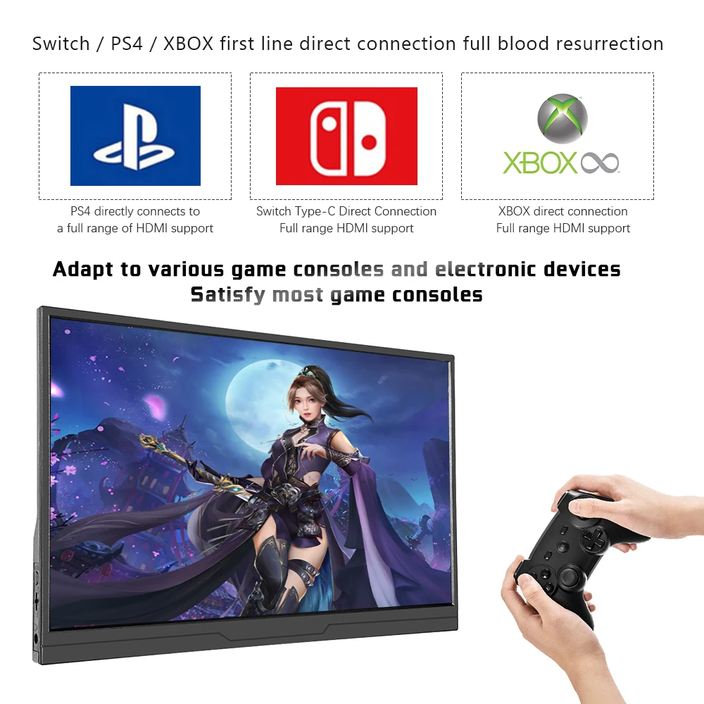 15.6-inch touch screen portable display FHD panel USB Type-C HDMI suitable for PS4 switch Xbox One laptop Rasberry pi 1920*1080p