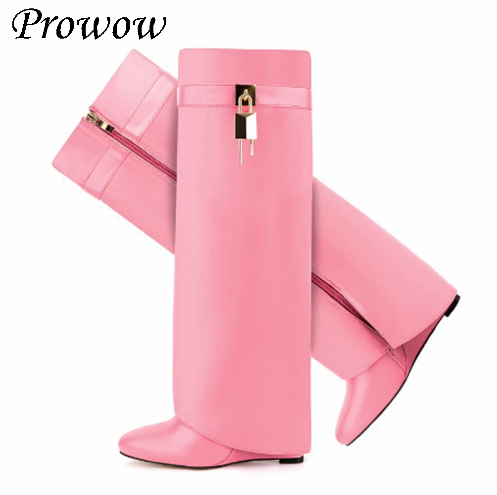 

Новые сапоги до колена на танкетке с замком и пряжкой на высоком каблуке, с круглой головкой и боковой молнией, женская обувь Zapatos Mujer