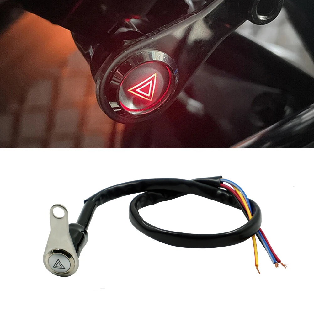 

Motorcycle Modified Handlebar Tap Metal Bracket LED Self-Locking Metal Button Double Flash Switch with Light Ring