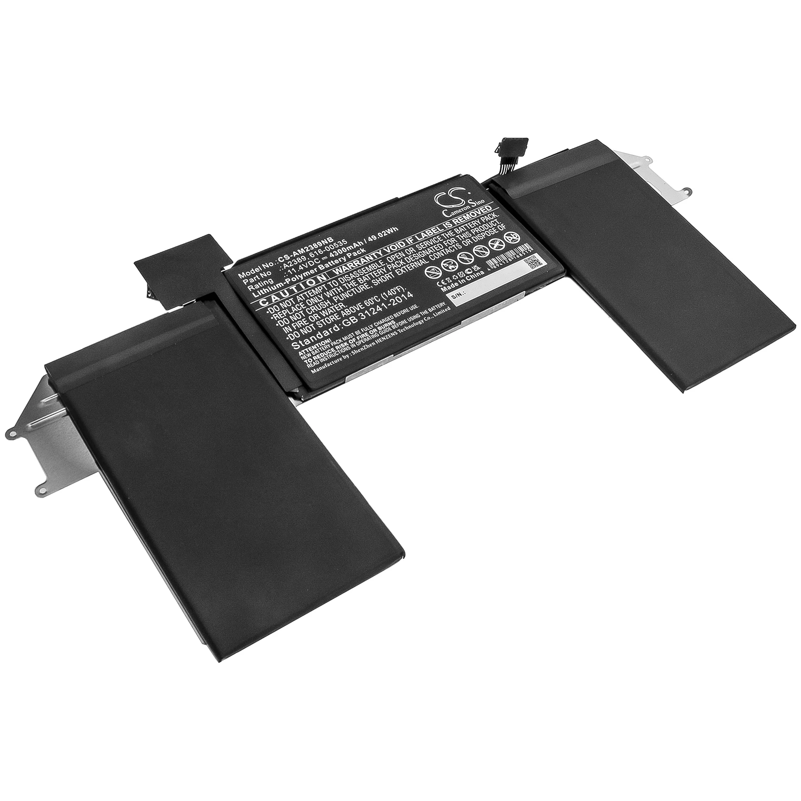 

Li-Polymer Notebook, Laptop Battery for Apple, 11.4V 4300mAh, Compatible Models: MacBook Air 13(Late 2020),MVH22LL/A*,MWTJ2LL/A