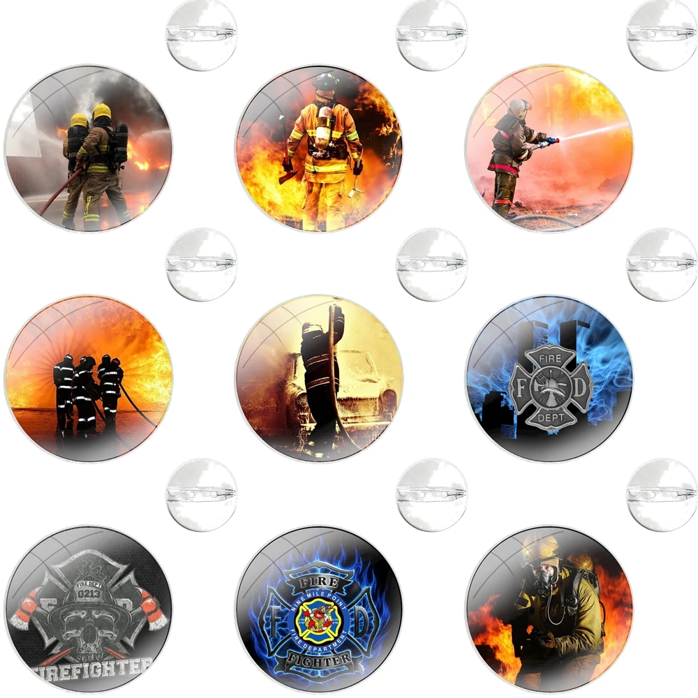 Firefighter Heroes Fireman Pin Icons Brooch Jewelry Accessories