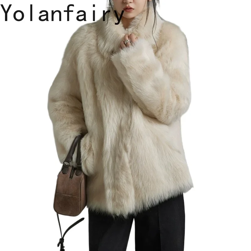 

YOLANFAIRY Oversized Natural Shearling Coat Women Genuine Leather Fur Coats Woman Real Sheep Fur Jacket Warm Winter Outerwear