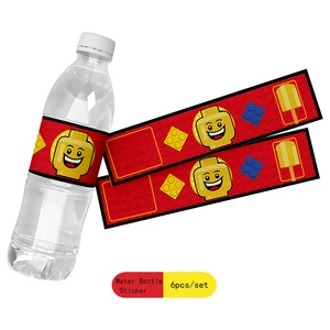 Miniso Building Blocks Tema Cumpleaños Diy Party Desechable Cabalas de vajillas Botellas de agua Etiquetas Banner para niños Decoración de niñas 12 mejores decoraciones de cumpleaños de Lego de ventas - №6