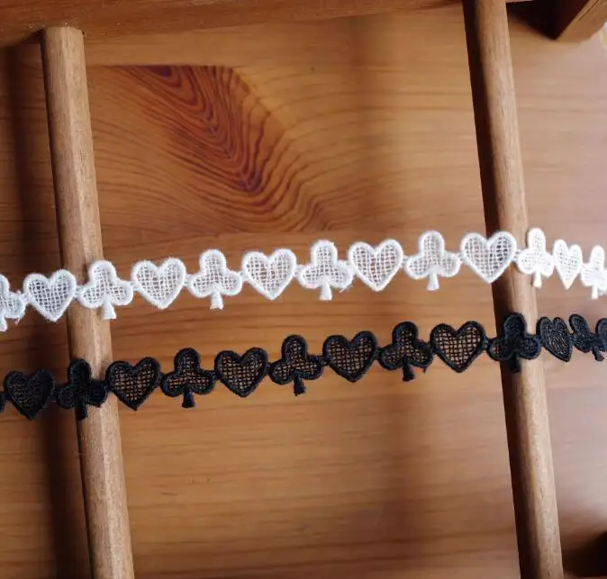 Width:1cm(0.39”inch)Plum blossom heart-shaped connection pattern cotton thread embroidery Lace Fashion lace Sewing(SSA-4653)