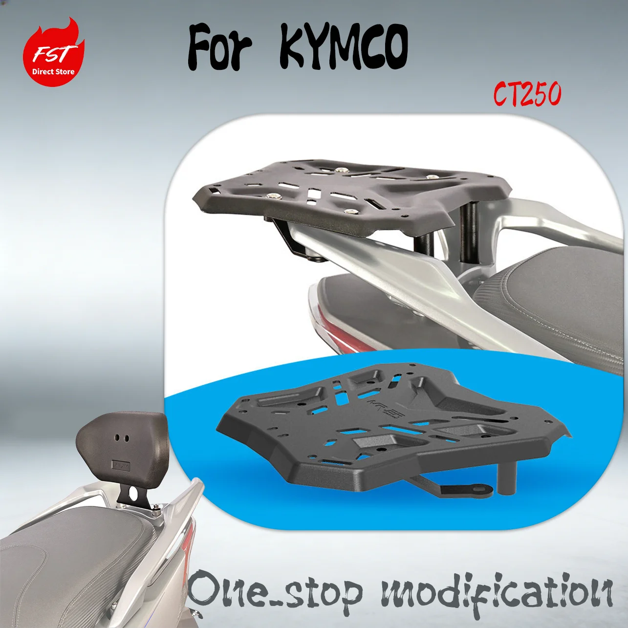 

For KYMCO CT250 2023-2026 Rear Carrier Support Shelf Passenger Backrest Cushion Scooter Accessories
