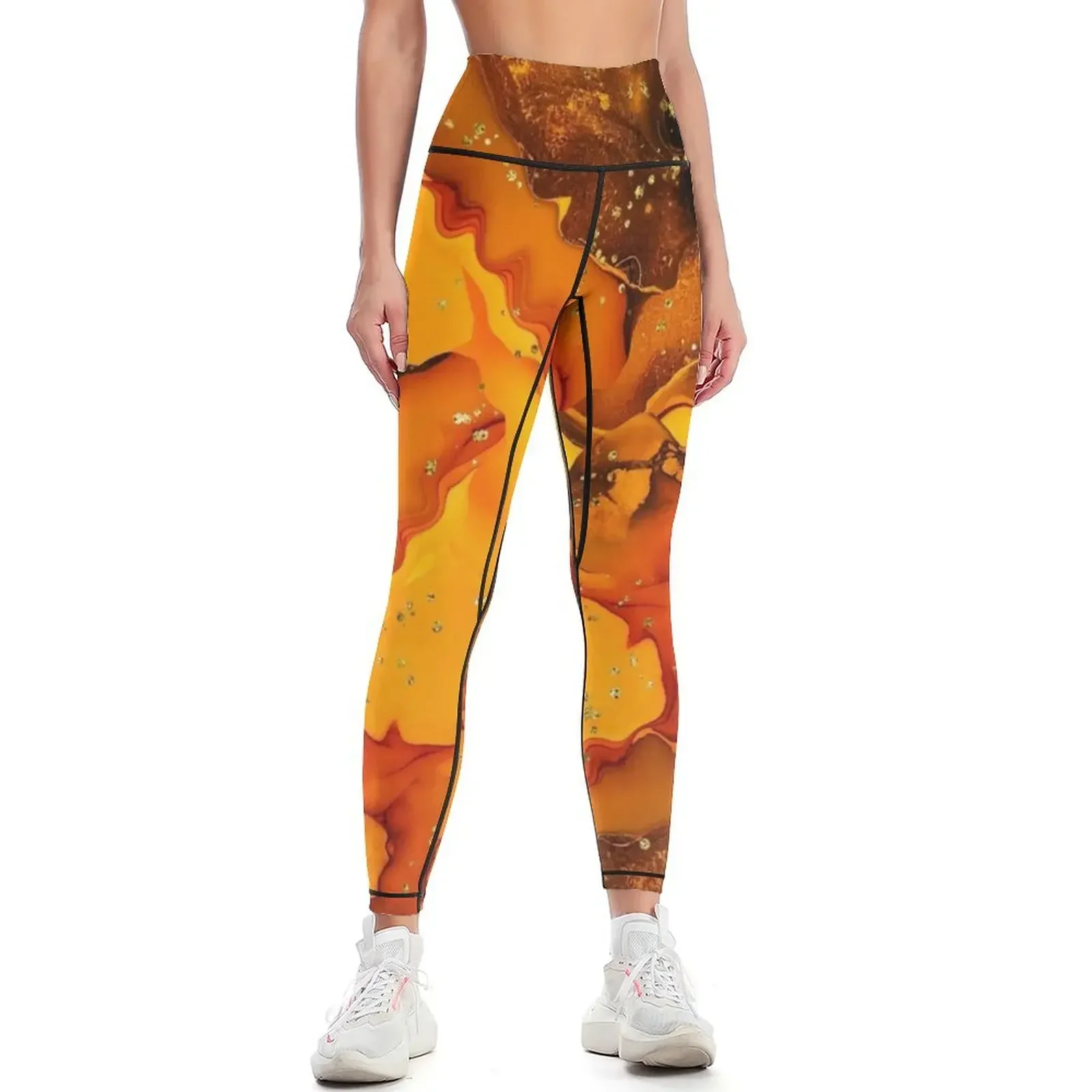 

Orange Abstract Leggings Jogger pants Legging sexy woman harem pants Female legging pants Womens Leggings