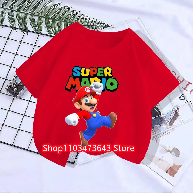 New Supers Marios T-shirt Kids Fashion Baby Boys Clothing Marios Bros.Kids Short Sleeve T-shirt set Tops Girls Casual 4-14 Years