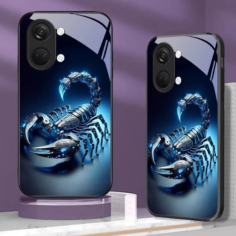 Neon Tech Scorpion Black Glass Phone Case For OnePlus Nord CE 2T 2 3 Lite N20 N30 6T 7 7T 8 8T 9 10 Pro 11R 12R 13R Back Cover