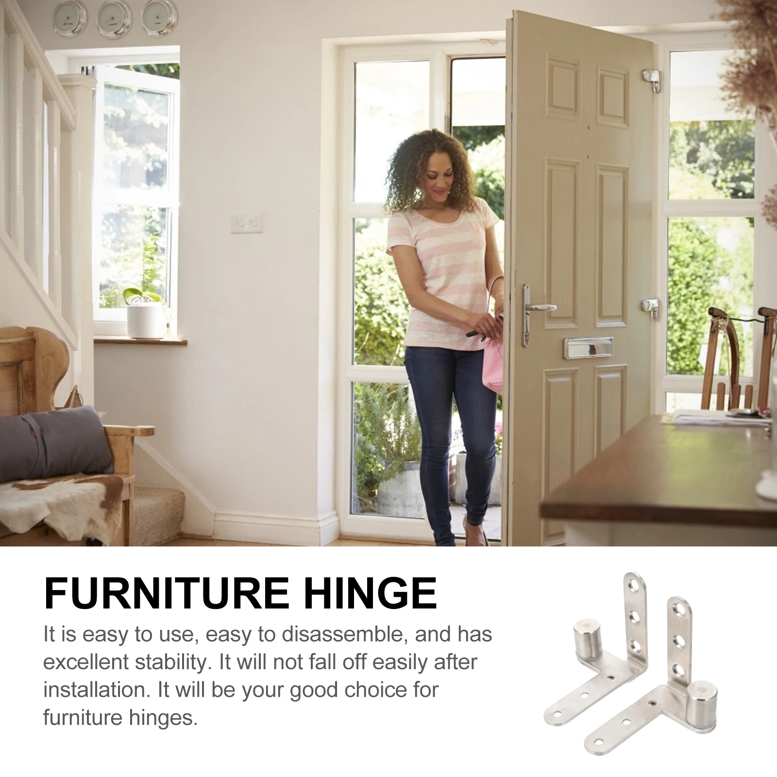 

2pcs Stainless Steel Hidden Door Hinge Invisible Pivot Hinges for Door Window Shed Furniture Brushed Nickel Silver Hook