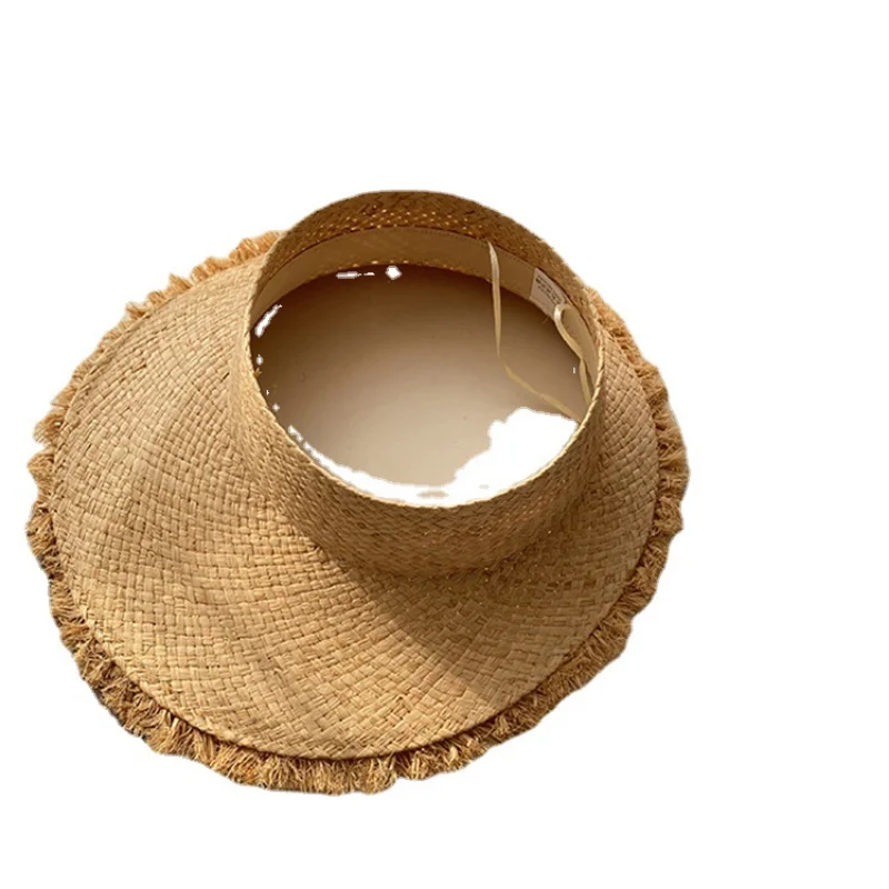 French Raffia Visor Hats for Women Summer Sun Hat UV Protection Beach Hat Lightweight Breathable Straw Hats Sombreros Wholesale