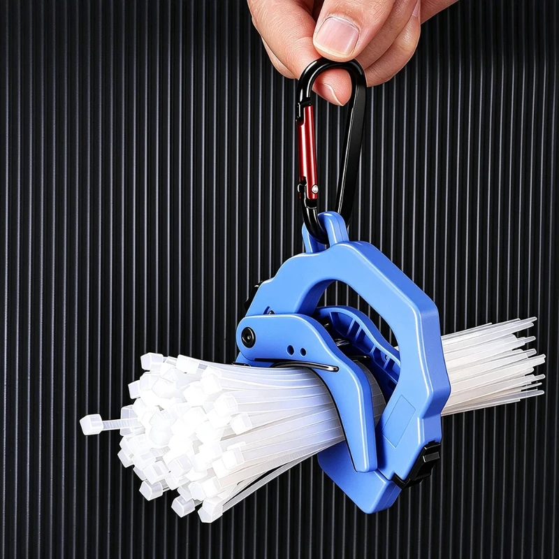 Portable Zip Tie Holder with Carabiner Thickened ABS Cable Tie Organizer Quick Access Zip Tie Dispenser for Electricians Plumber