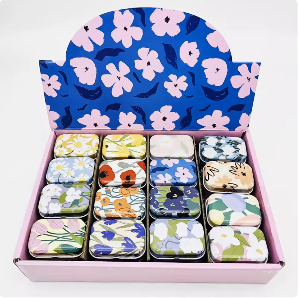 32Pcs New Flower Mini Tin Metal Sealed Jar Packing Box Jewelry Candy Storage Cans Coin Earrings Headphone Gift Box